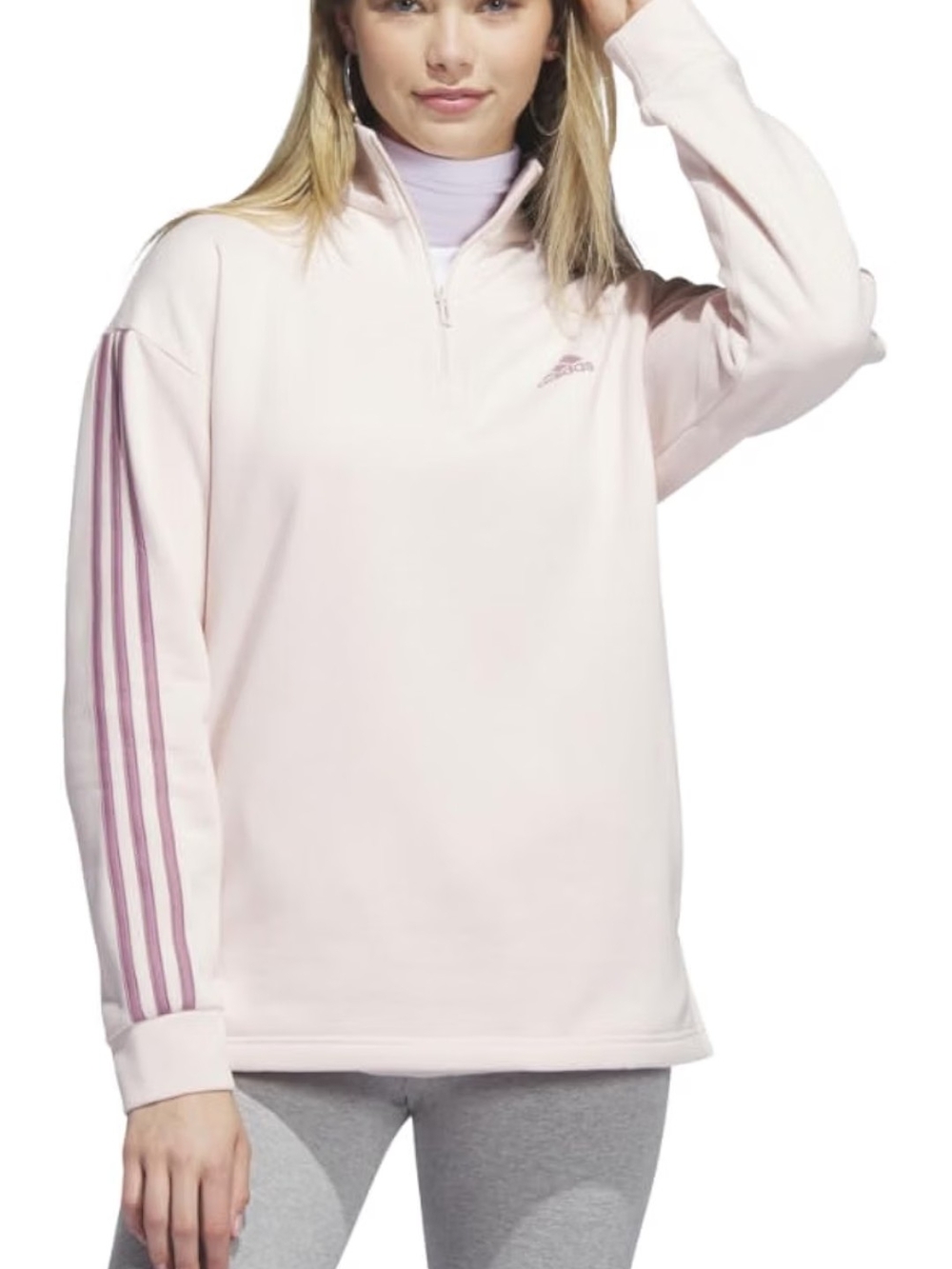 Adidas Women’s Pink Quarter-Zip Sweatshirt